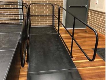 Access ramp with hand rails