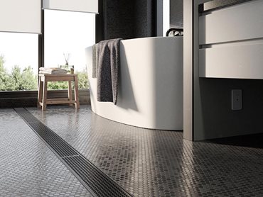 Stormtech Marc Newson designed linear drains in bathroom interior