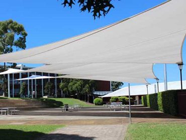 The shade sails spanned 33 metres to cover the bleachers