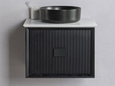 Finola Black Square Hung Vanity Sink Minimalistic 