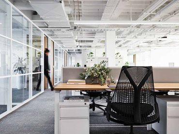 The new coworking space occupies the top three floors of the 18-level ICI House
