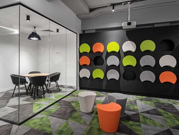 Borg Architects chose Signature’s flexible Shift carpet tiles from the Pixel collection as well as the Shapes collection