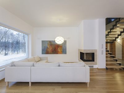 AGG White Modern Living Room Interior With Insualted Glass Windows