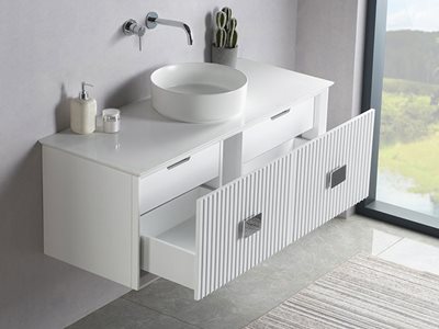 Finola White Vanity Sinks Double Pull Out Drawers
