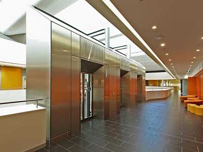 Ultraflex custom manufactured aluminium composite panels and solid stainless steel sheets for lift cladding