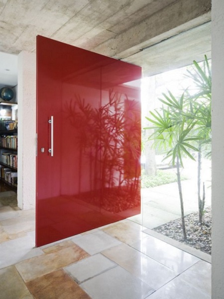 Glossy red front door