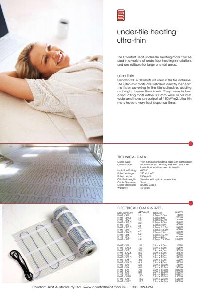 Comfort Heat Ultra Thin Under Tile Heating Brochure