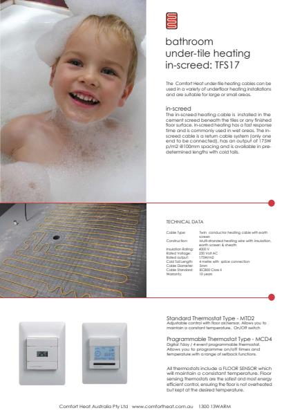 Comfort Heat Screed Bath Brochure