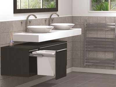 The compact bins offer an ideal solution to keep a bathroom clutter-free while keeping waste discreetly hidden
