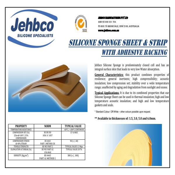 Silicone Sponge Sheeting & Strip with Adhesive Backing 