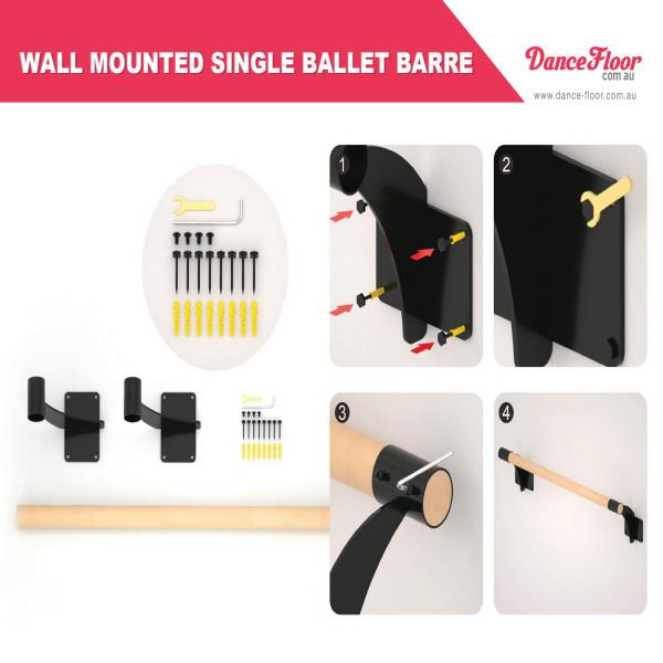 Dance Floor By Transtage Wall Mounted Single Ballet Barre Manual
