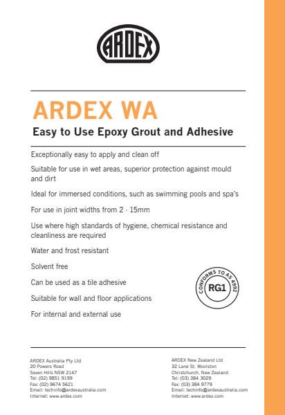 ARDEX WA Easy to Use Epoxy Grout and Adhesive