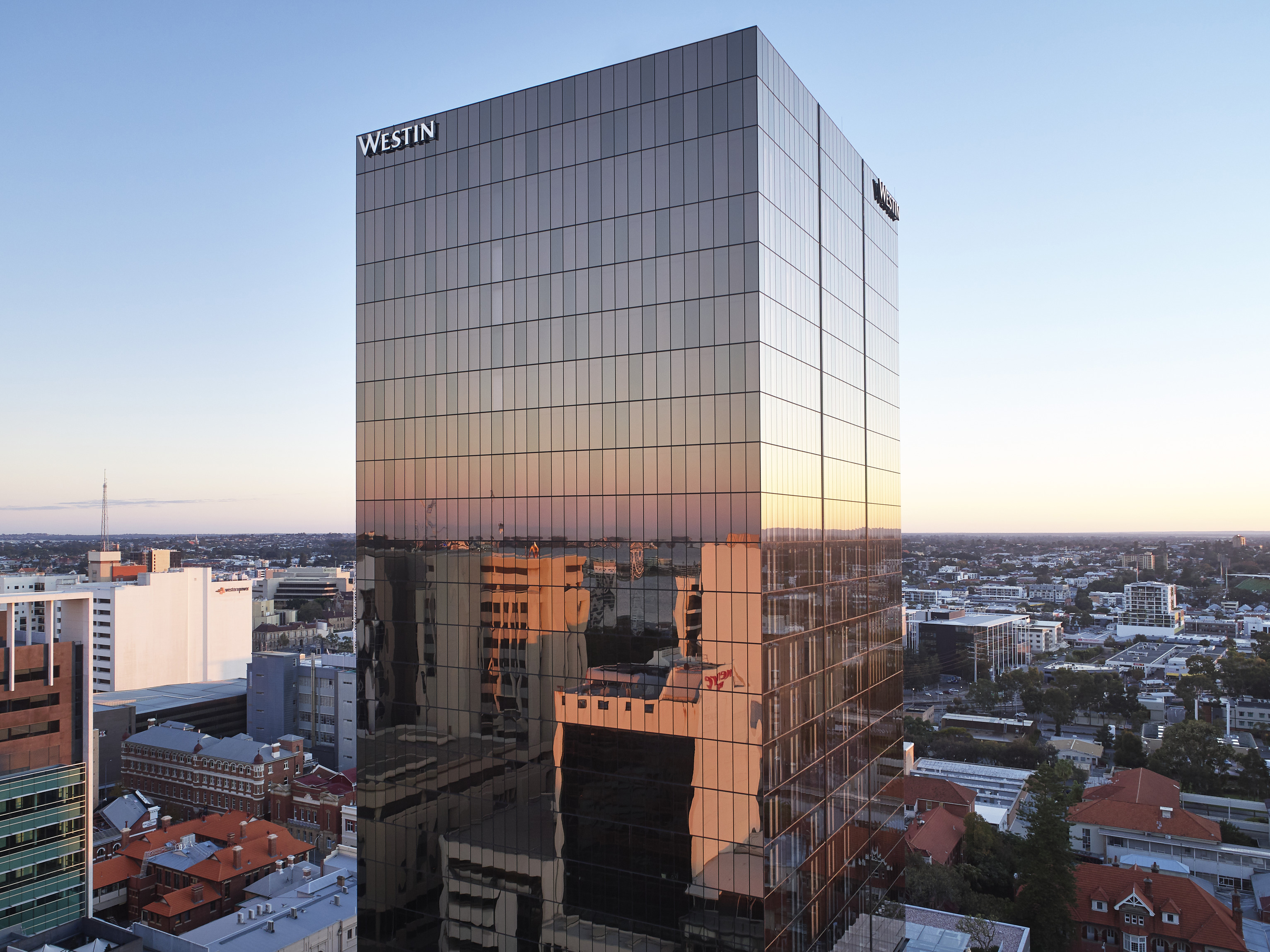 The new Hibernian Place incorporating the five-star Westin hotel along with a thoughtfully curated mix of hospitality operators is the latest &lsquo;urban oasis&rsquo; for Perth residents. Image: Supplied
