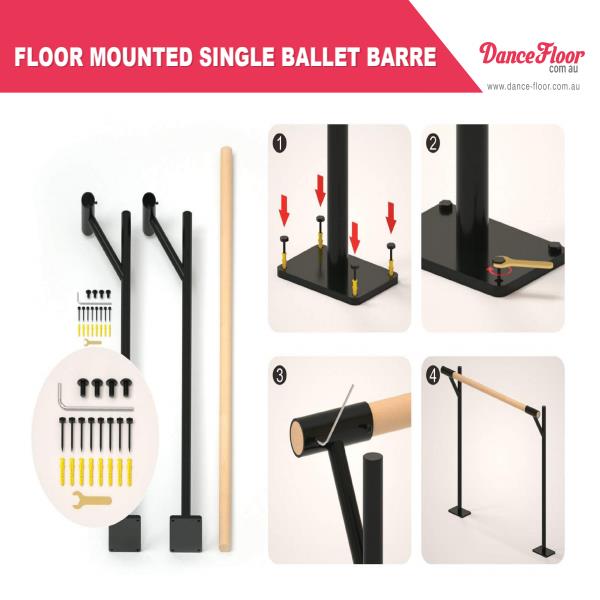 Dance Floor By Transtage Floor Mounted Single Ballet Barre Manual
