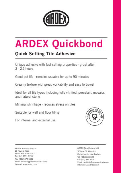 ARDEX Quickbond Quick Setting Tile Adhesive
