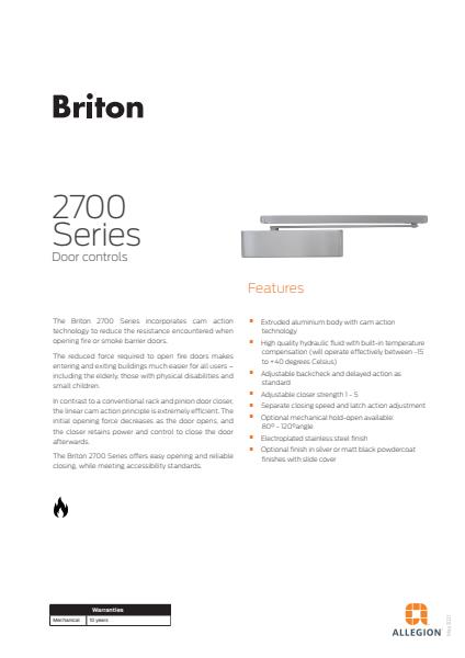 Briton 2700 Series Door Controls Product Catalogue 