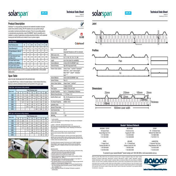 SolarSpan Technical Data Sheets 
