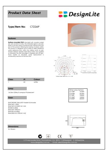 DesignLite Surface Mounted Downlight Product Information