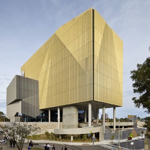 Woods Bagot take gold and silver louvres to new Deakin University building