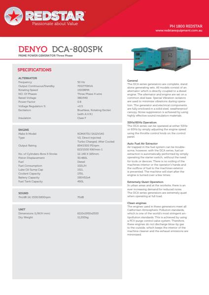 DENYO DCA-800SPK Three Phase Power Generator