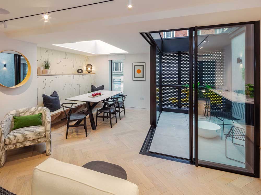 The Bayswater residential apartment featuring Blanco herringbone floor