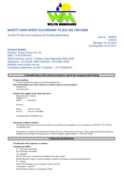 Safety Data Sheet - TK400