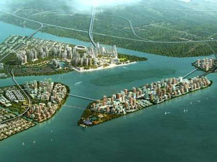 Artificial islands can cause huge environmental issues for coastlines. Image:&nbsp;The Forest City Project
