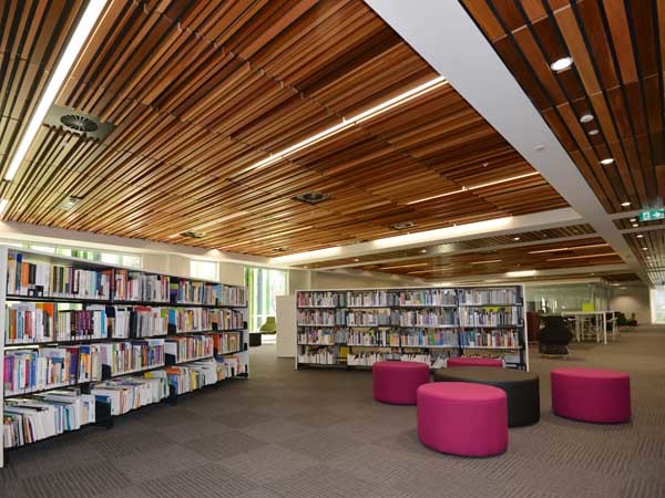 SUPATILE SLAT panels in Slat 2 and Random profiles have been used over the vast expanse of the ceiling area (Photography JadaArt)

