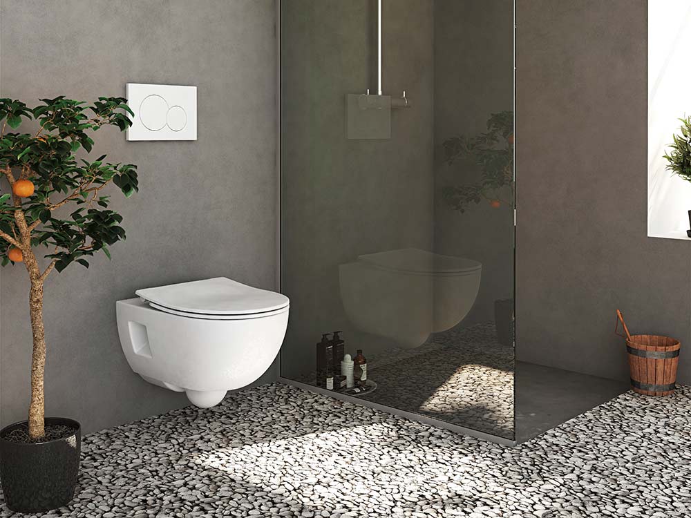 Modern bathroom interior with sustainable toilet