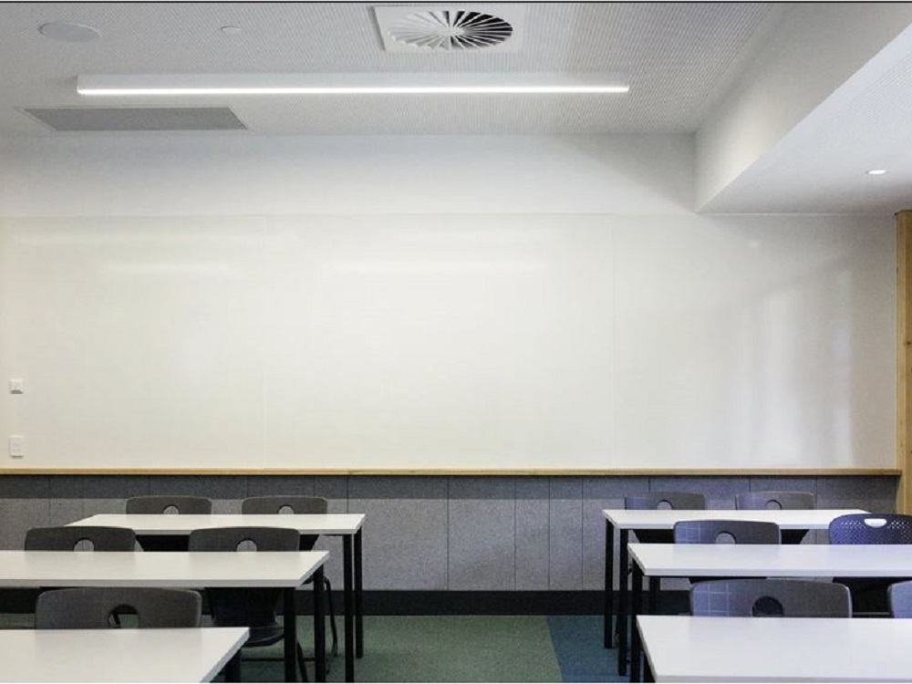 Bespoke acoustic panels and whiteboards were installed throughout the school 