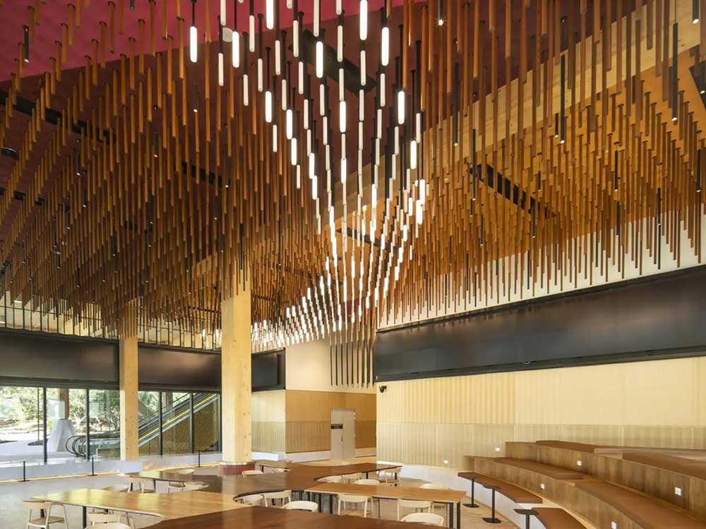 Autex Acoustics products were strategically incorporated into Boola Katitjin's walls and ceilings 