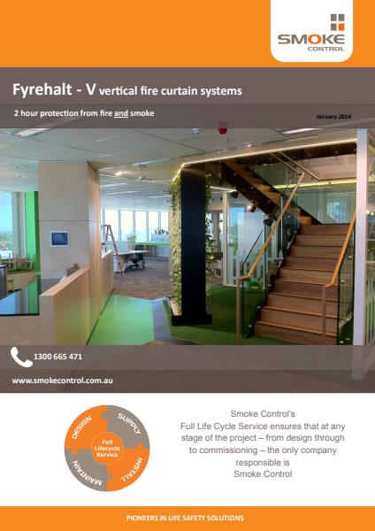 Fyrehalt V vertical fire curtain system brochure
