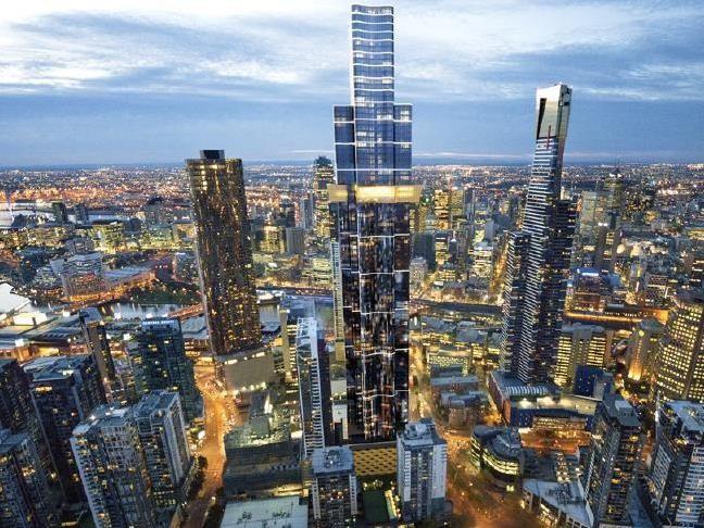 Melbourne&rsquo;s Prima Pearl (left), the proposed Australia 108 (middle) and the Eureka tower (right). Picture: An artist&rsquo;s impression of Australia 108
