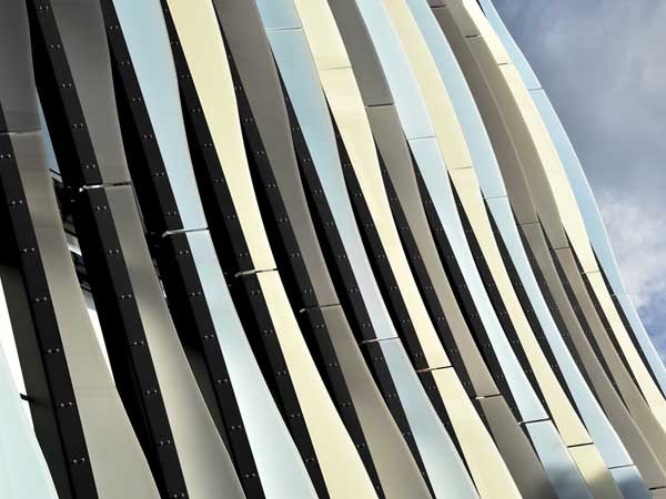 The apartment features a unique &lsquo;fins&rsquo; facade fabricated from Perspex Frost acrylic sheets
