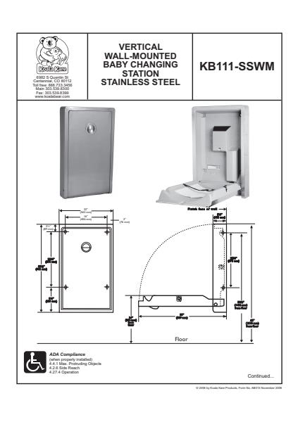 Stainless Steel Vertical Wall Mounted Baby Changing Station