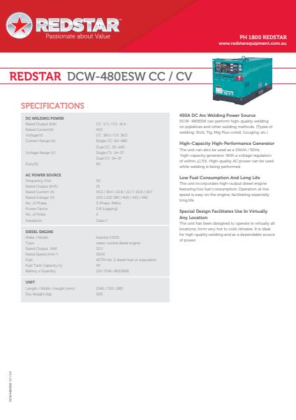Redstar DCW-480ESW CC/CV Welders