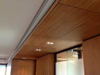 Ultraflex’s concealed fixed timber ceiling panels at the Optus office