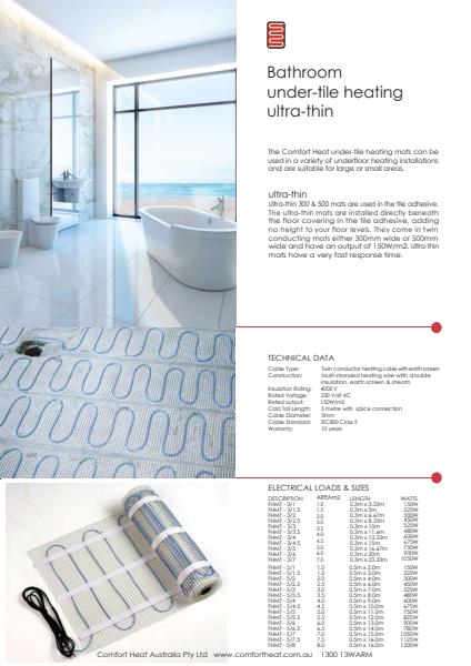Comfort Heat Ultra Thin Bathroom Brochure