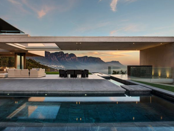 Modern architecture with a pool