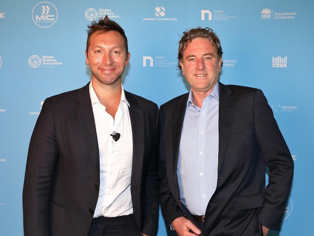 Left to right: former Olympian Ian Thorpe with Procore&#39;s vice-president of marketing, Milton Walters. Image: Procore
