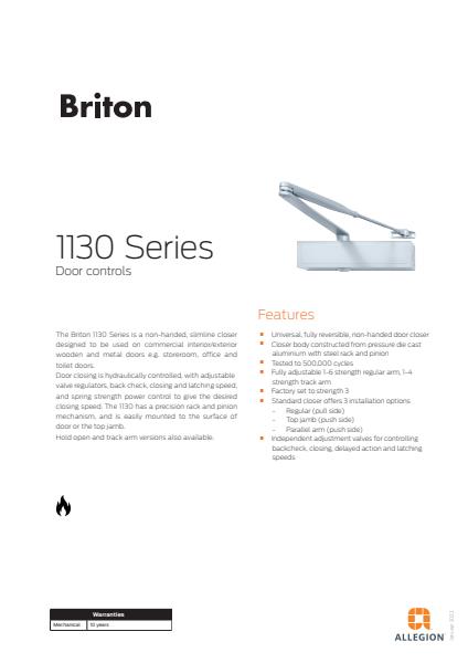 Briton 1130 Series Door Controls Product Catalogue 