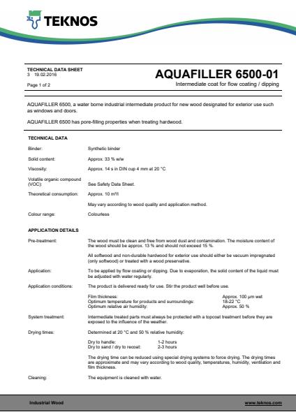 AquaFiller 6500 Safety data sheet