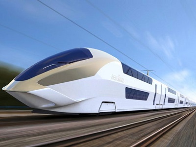 Artist&#39;s impression of a High Speed Rail concept design by Andreas Vogler Studio
