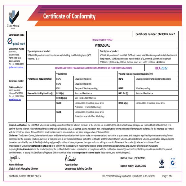 Vitradual Code Mark Certification