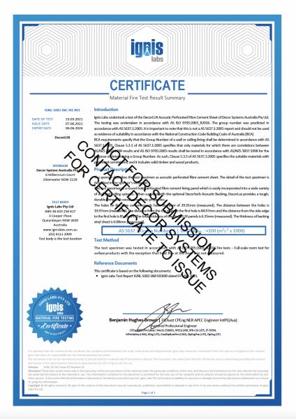 DecorLux Fire Certificate