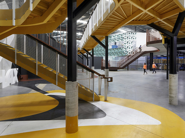 The project creates an engaging and vibrant work environment, the antithesis of the sterile and oppressive environments we typically associate with production facilities. Colour, texture and organic shapes create an uplifting and exciting space, bringing a smile to employee's and visitor's faces alike.