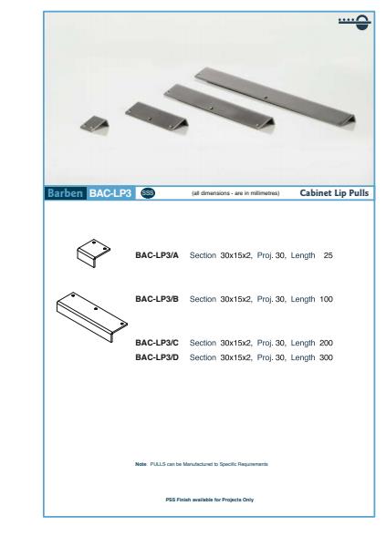 BAC-LP3 Cabinet Handle Specifications
