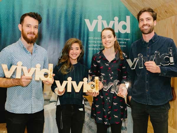 VIVID 2015 winners (L-R) Richard Greenacre, Gabriella Audrey Aliwarga, Alexandra Reid, Peter Milligan Photo credit: Elleni Toumpas
