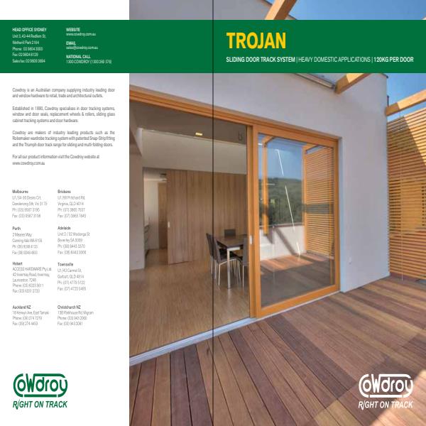 Cowdroy Trojan sliding door track system brochure