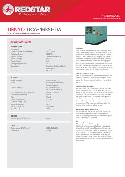 DENYO DCA-45ESI-DA Three Phase Power Generator
